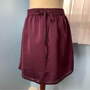 J. Crew Plum Drawstring Laser Cut Skirt